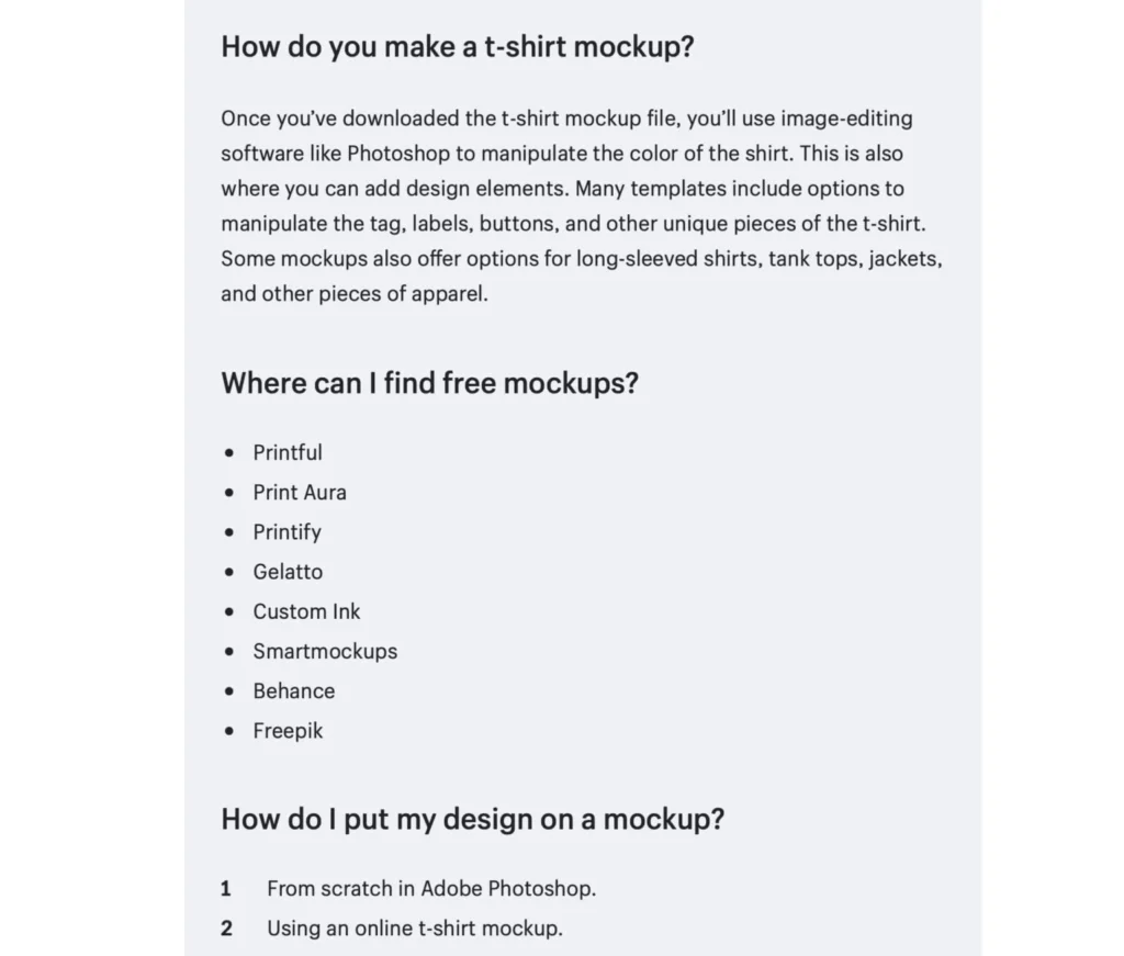 Example of FAQs at the end of a blog post