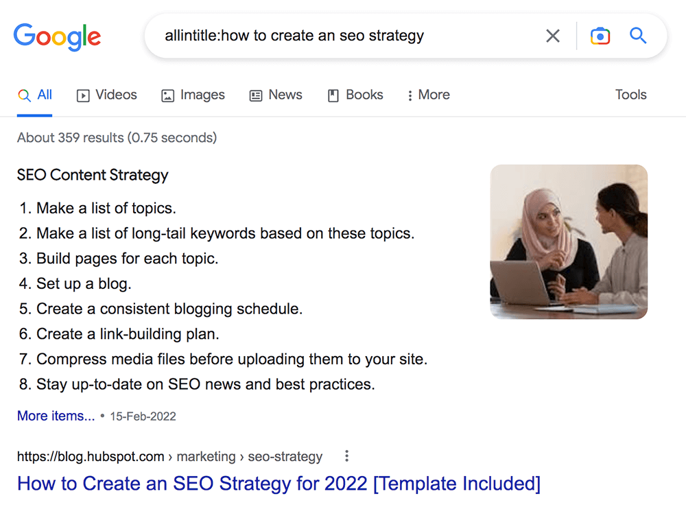 google allintitle: operator