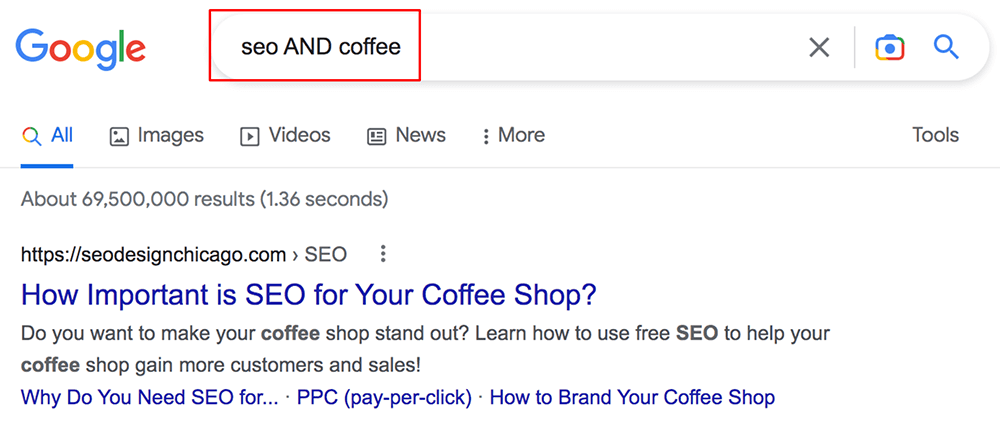 google AND search operator