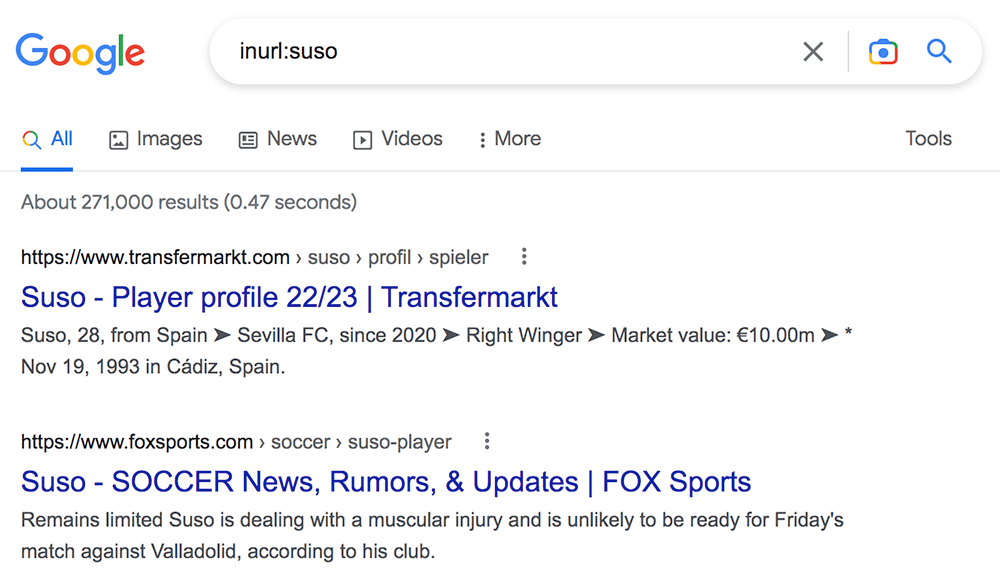google inurl: operator
