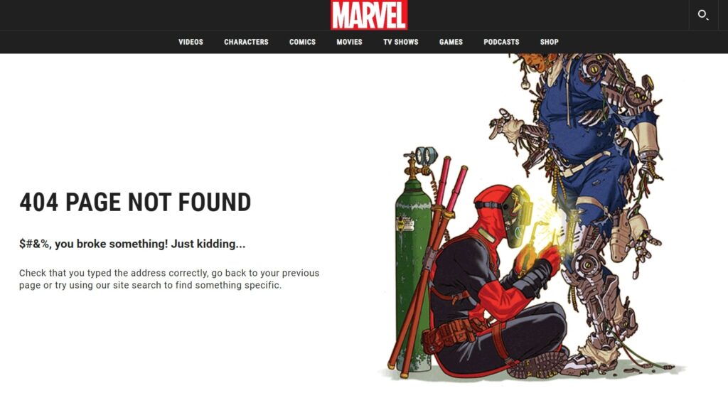 Marvel 404 page