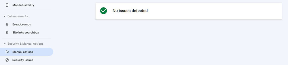 manual actions report in Google Search Console