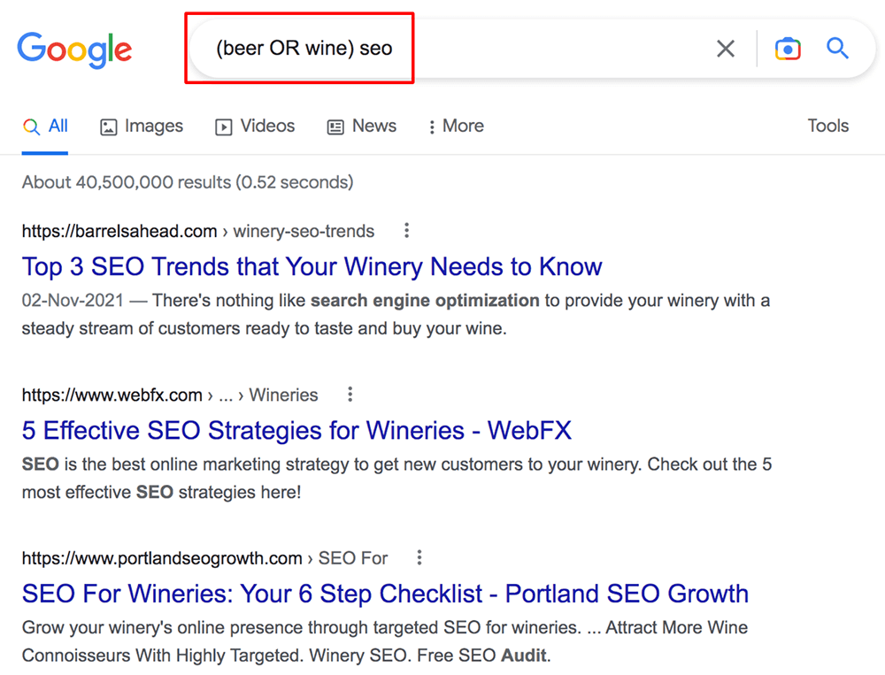 google () search operator