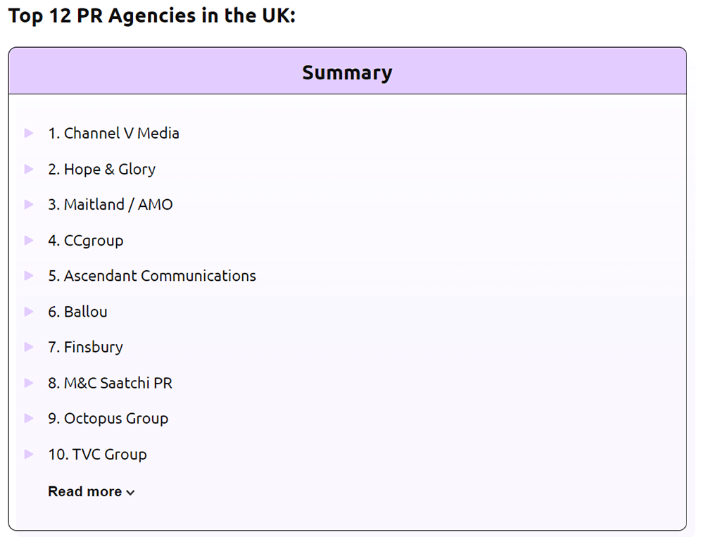 pr agencies in U.K