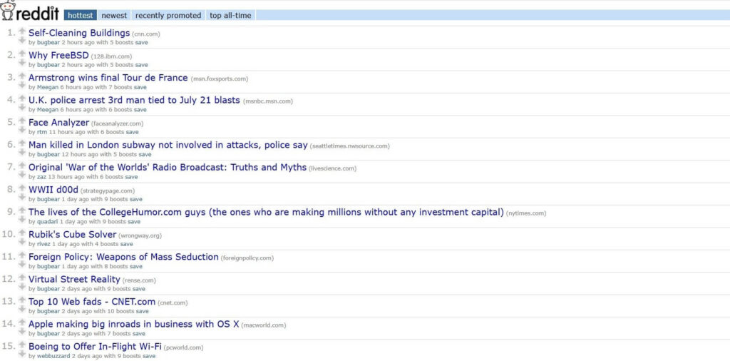 Archived homepage of Reddit from July 2025