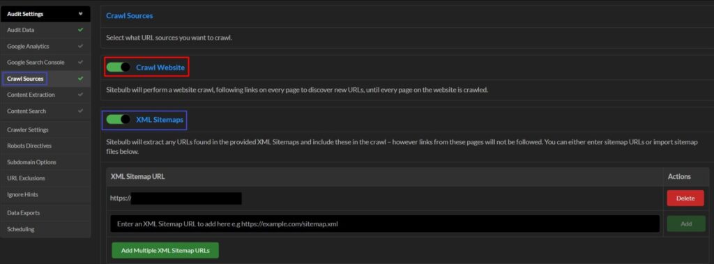run your crawl in Sitebulb