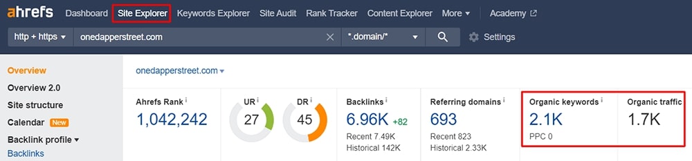 Ahrefs site explorer