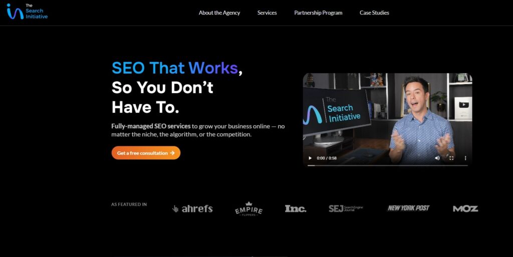 The Search Initiative homepage screenshot
