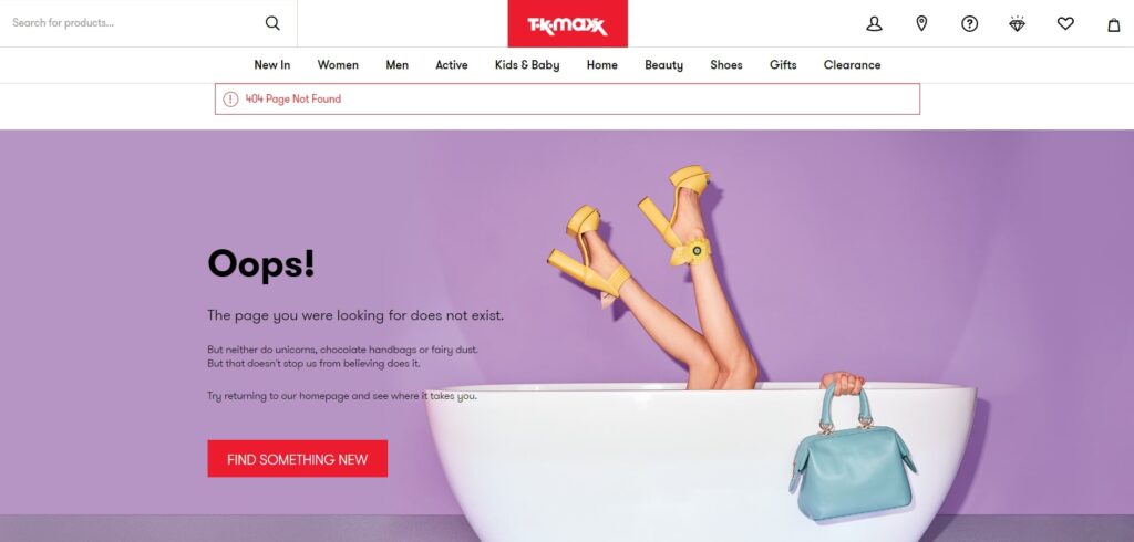 TKMaxx 404 page