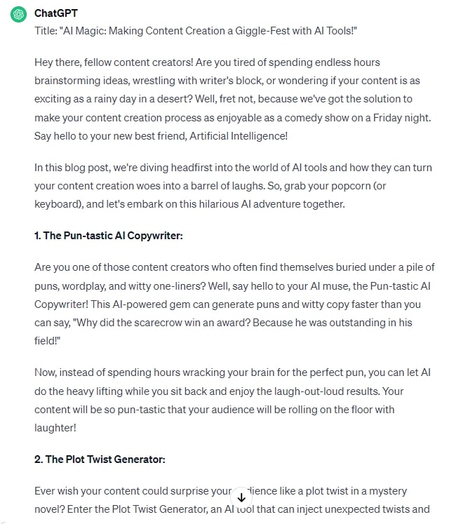 ChatGPT generated content
