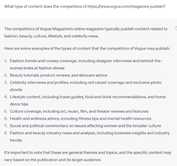Analyse Competitors Content using ChatGPT