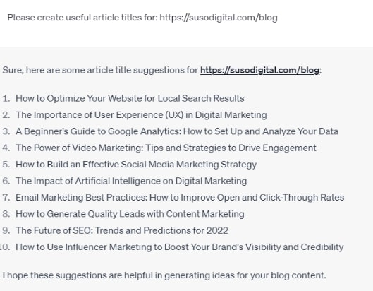 Create useful Article Titles using ChatGPT