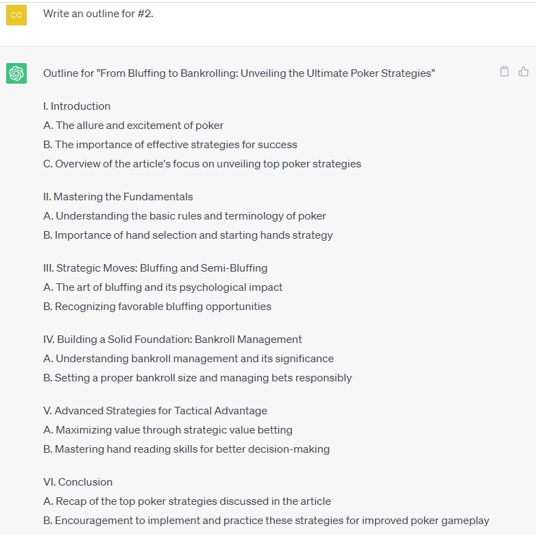 Generate Blog Post Outline using ChatGPT