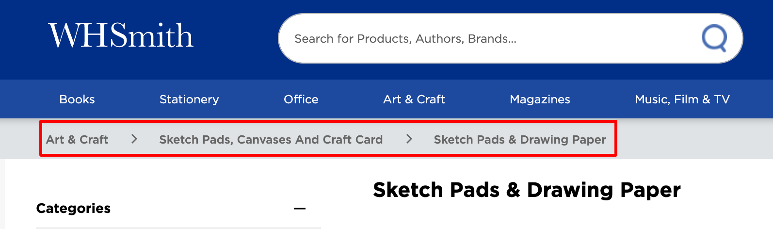 Breadcrumb navigation