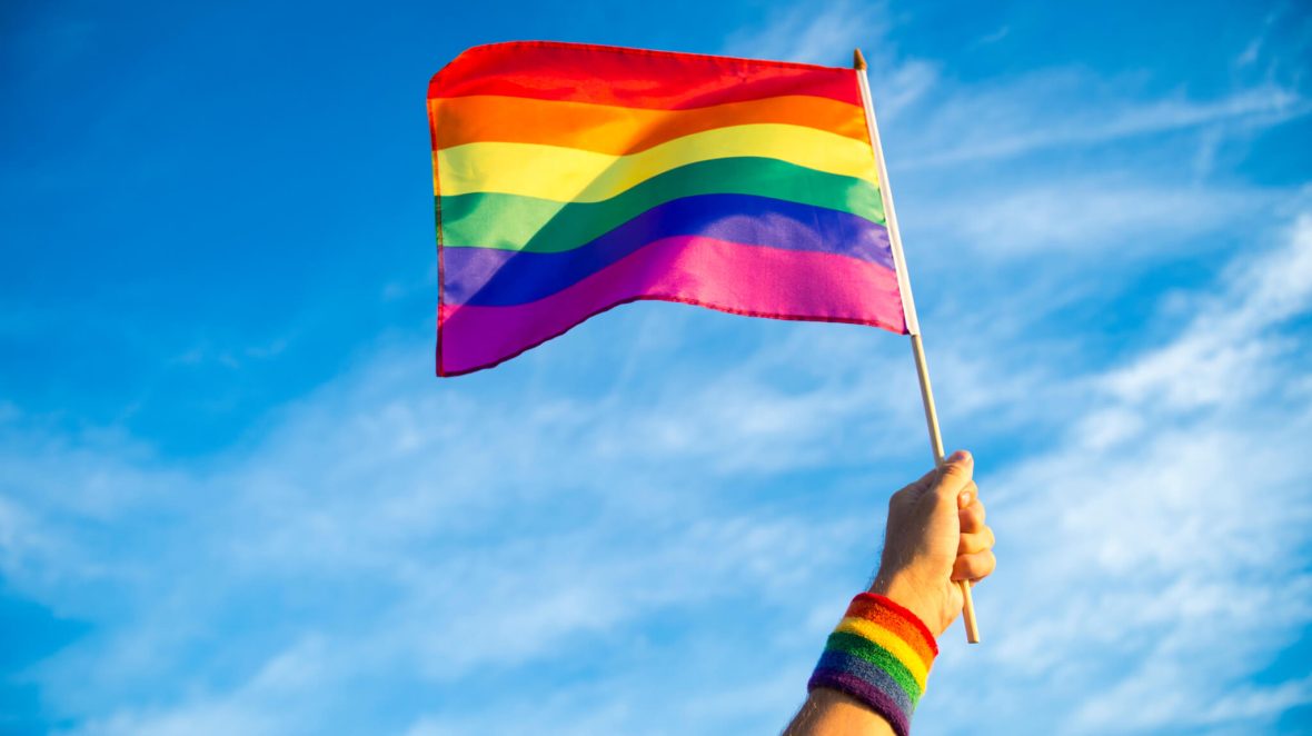 Colorful rainbow gay pride flag