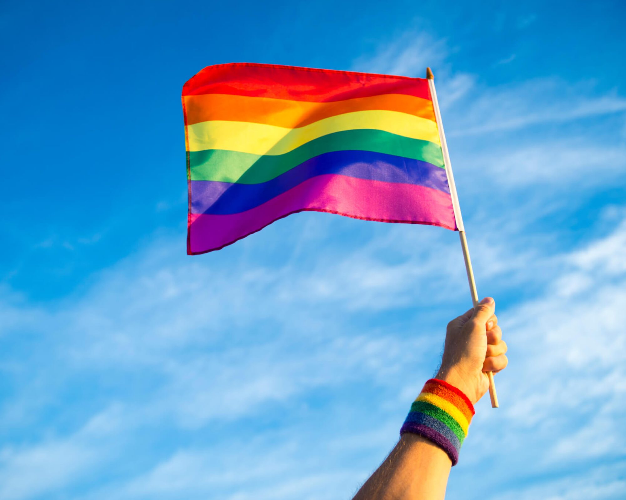 Colorful rainbow gay pride flag