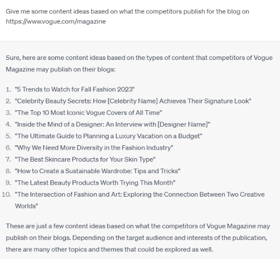 Competitor Content Gaps using ChatGPT