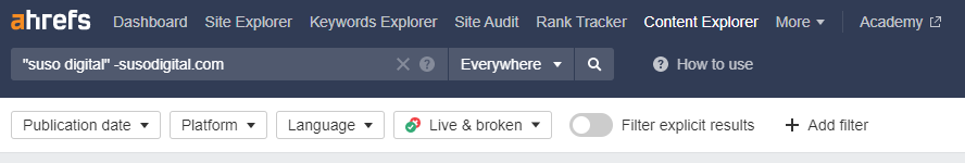 Ahrefs content explorer report