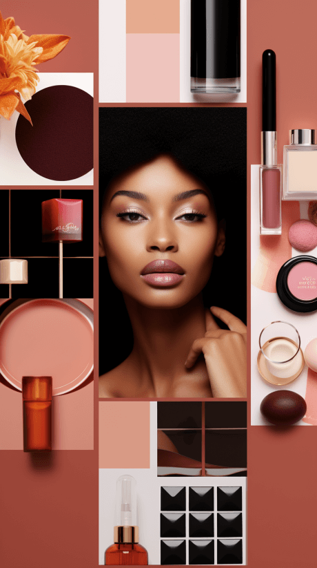 minimalistic mood board for a cosmetics company