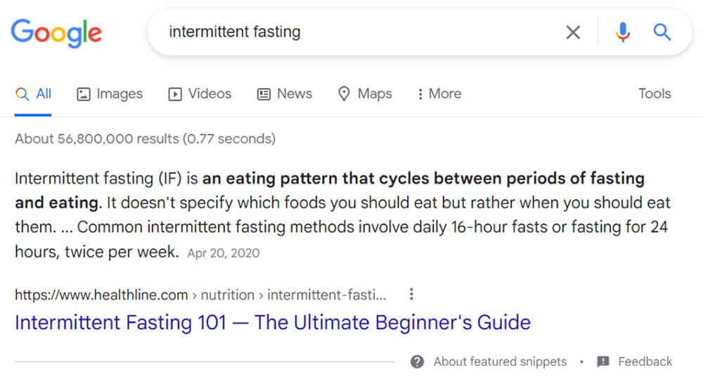 Definition Box Featured Snippet