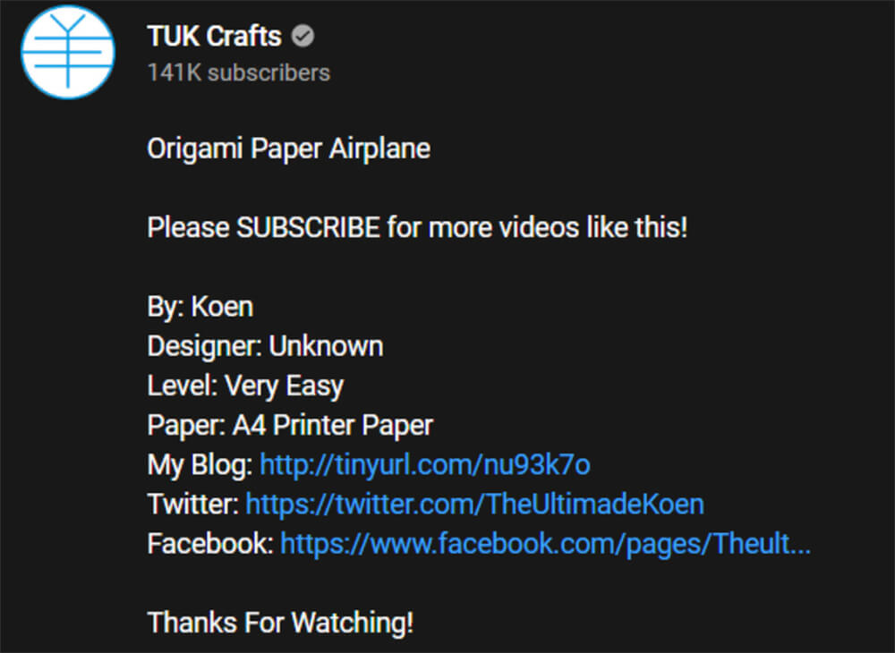 poorly optimised YouTube video description