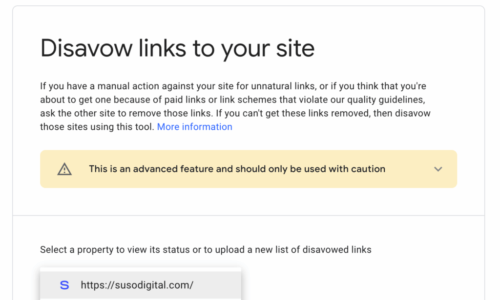 Google disavow links tool