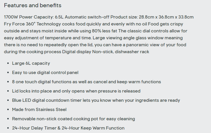 highlight key features & benefits