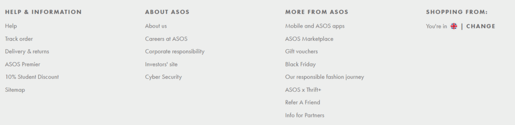 screenshot of footer navigation
