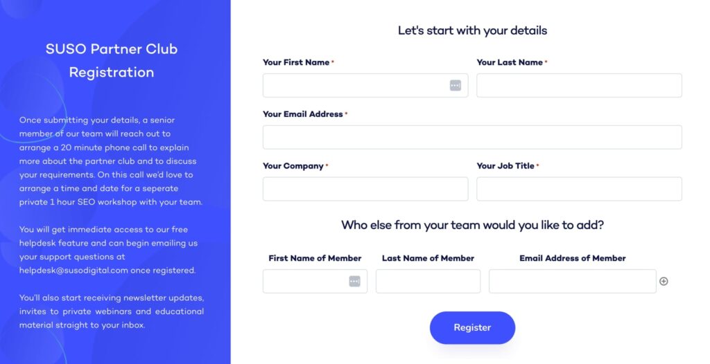 Form with Calls to Action (CTA)