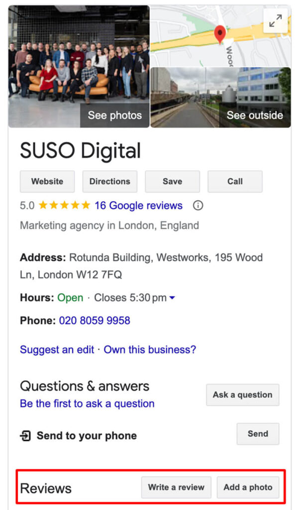SUSO Digital Google Business Profile