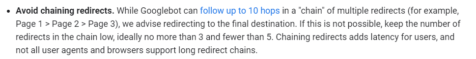 google about redirect chain