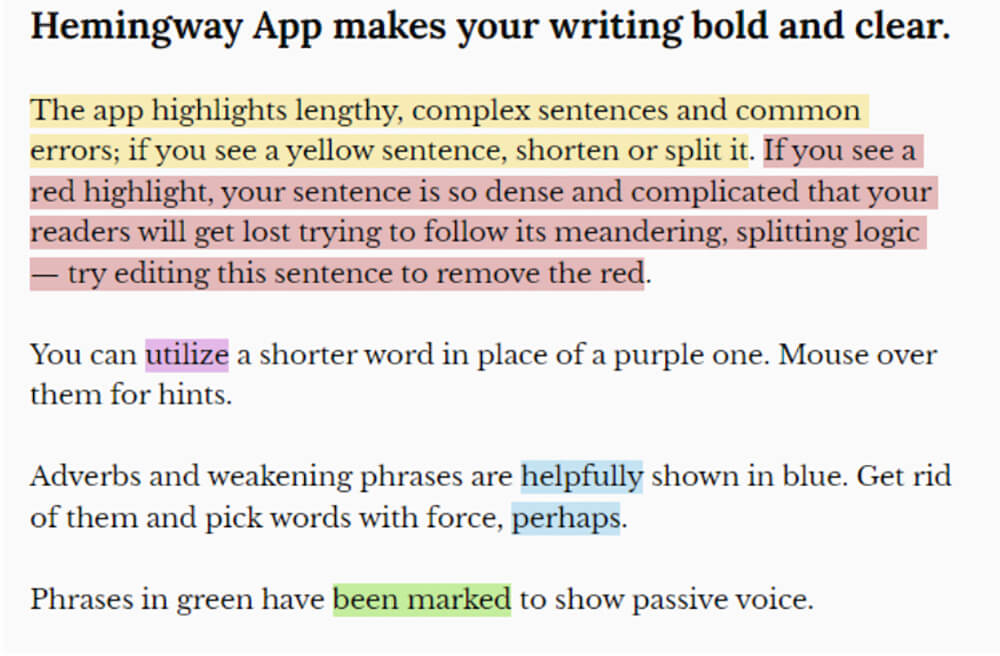 Hemingway app