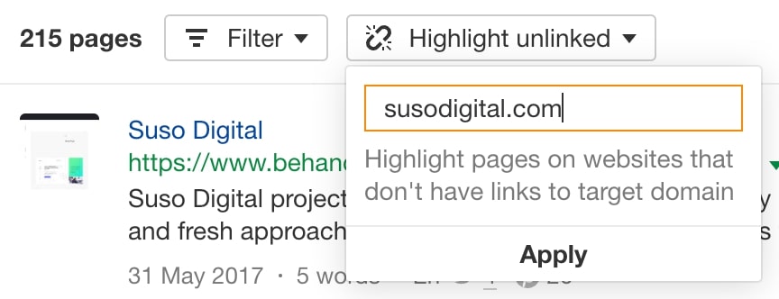 click Highlight unlinked
