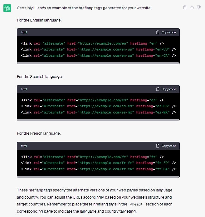 generate hreflang code using ChatGPT