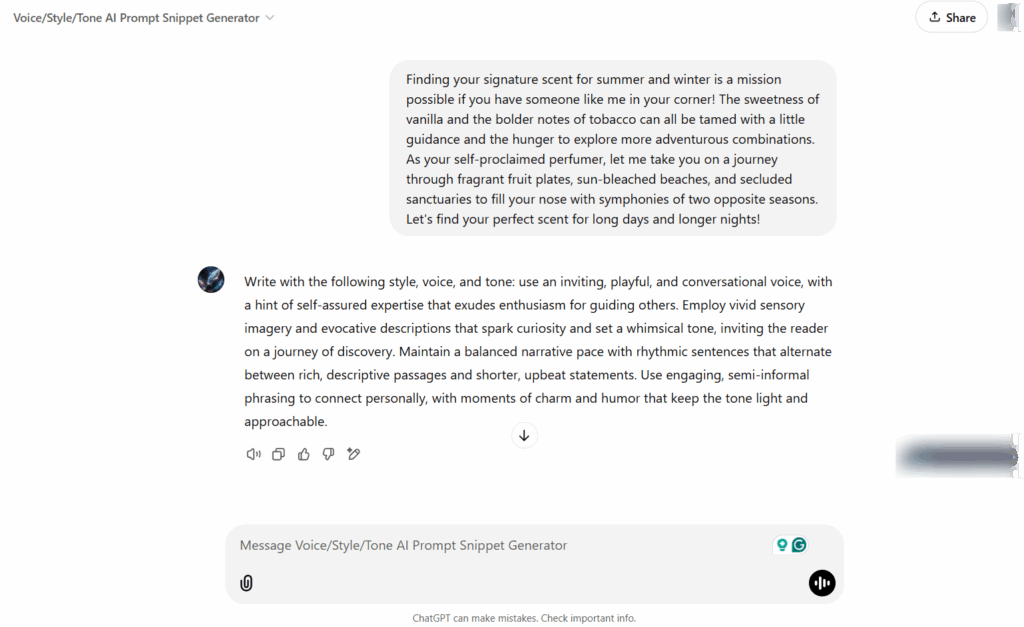 Screenshot from ChatGPT
