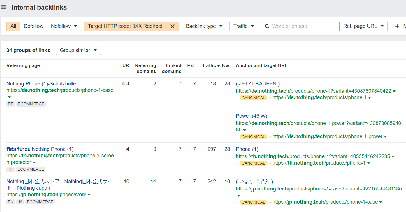 internal redirect links