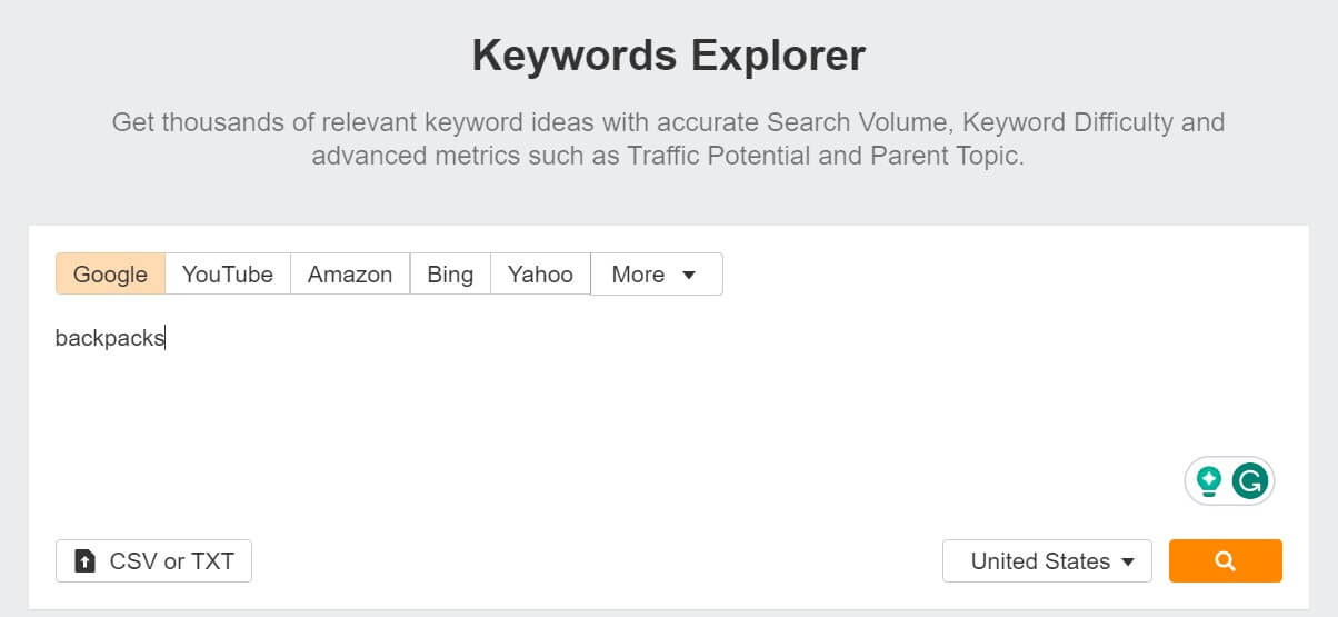Keywords Explorer in Ahrefs
