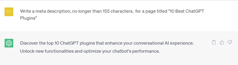 Generate Meta Description using ChatGPT