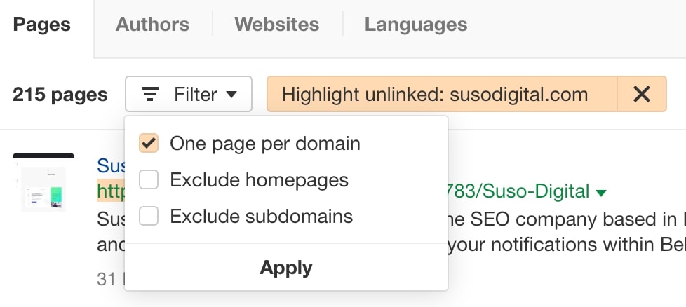 One page per domain