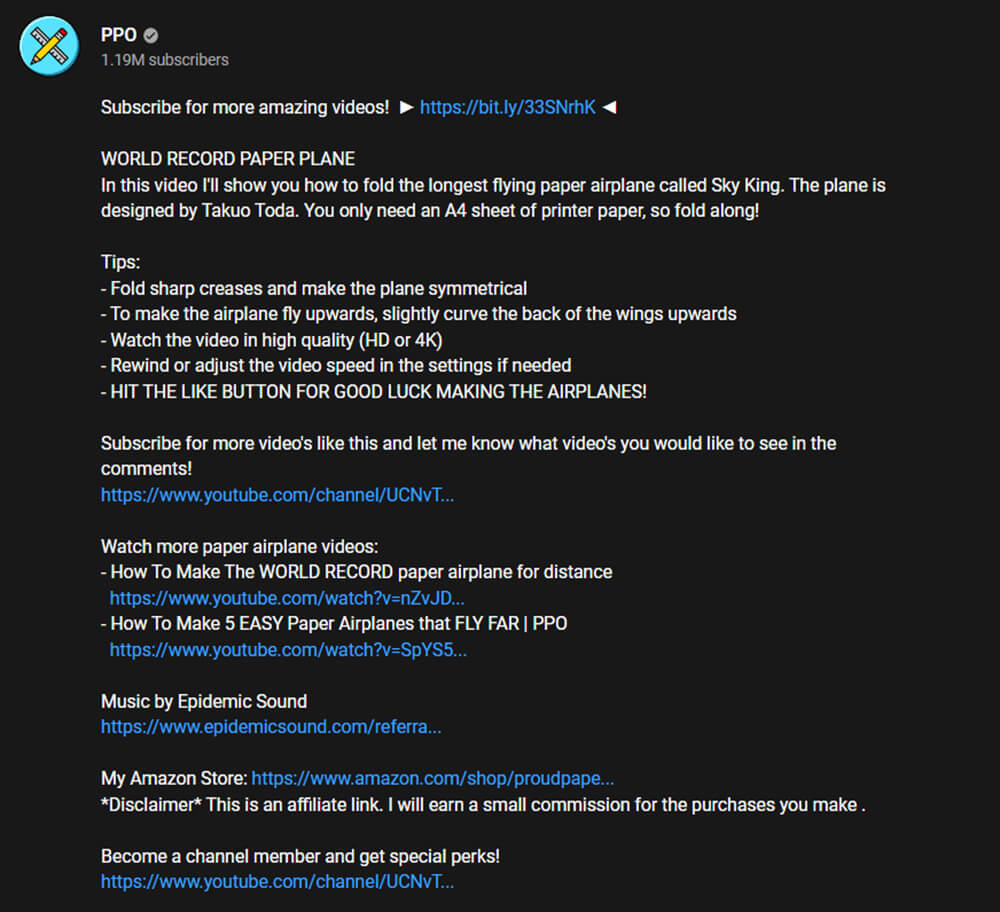 well optimised YouTube video description