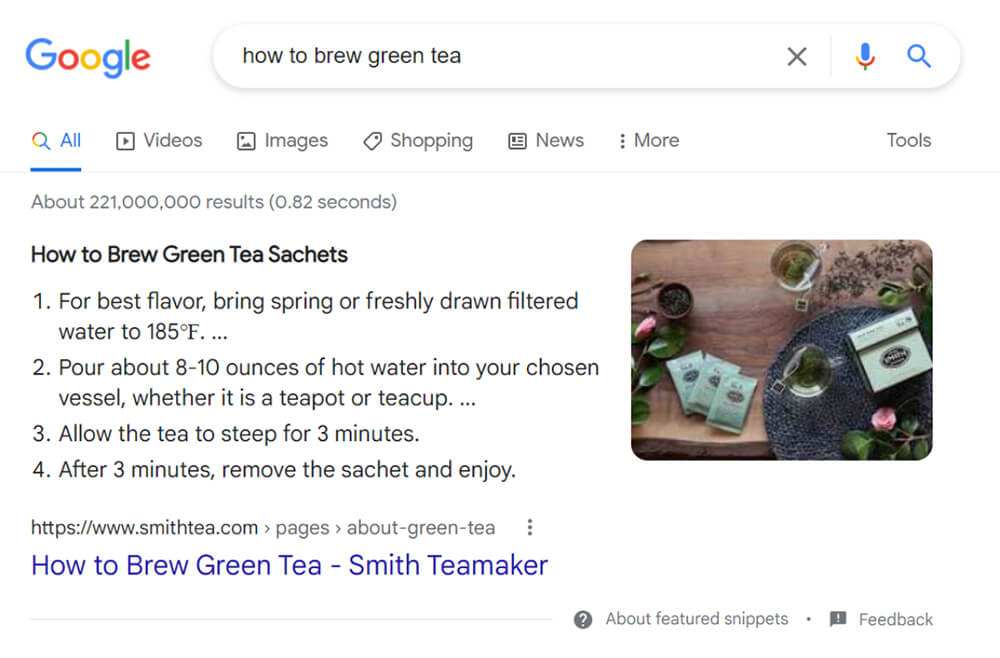 Order List Featured Snippet