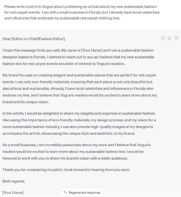 create outreach email using ChatGPT