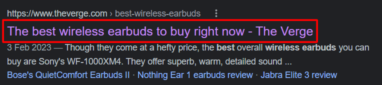 page title shown in a snippet on SERP