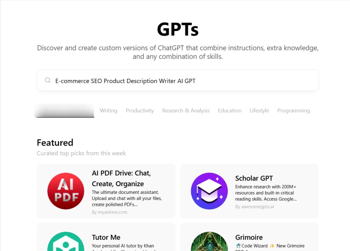 Product Description Writer