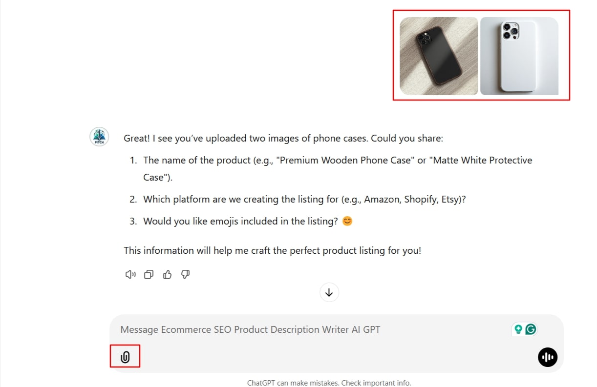 Upload Images of the Product