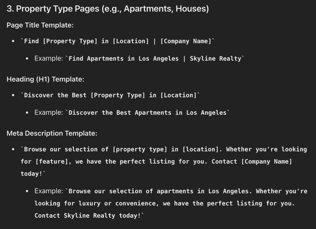 property type pages