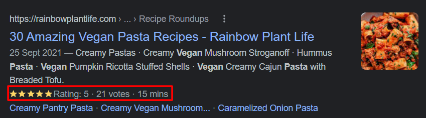 recipe structured data markup
