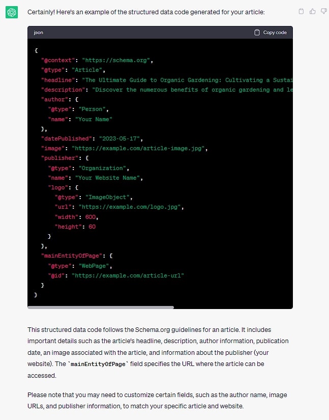 generate structured data using ChatGPT
