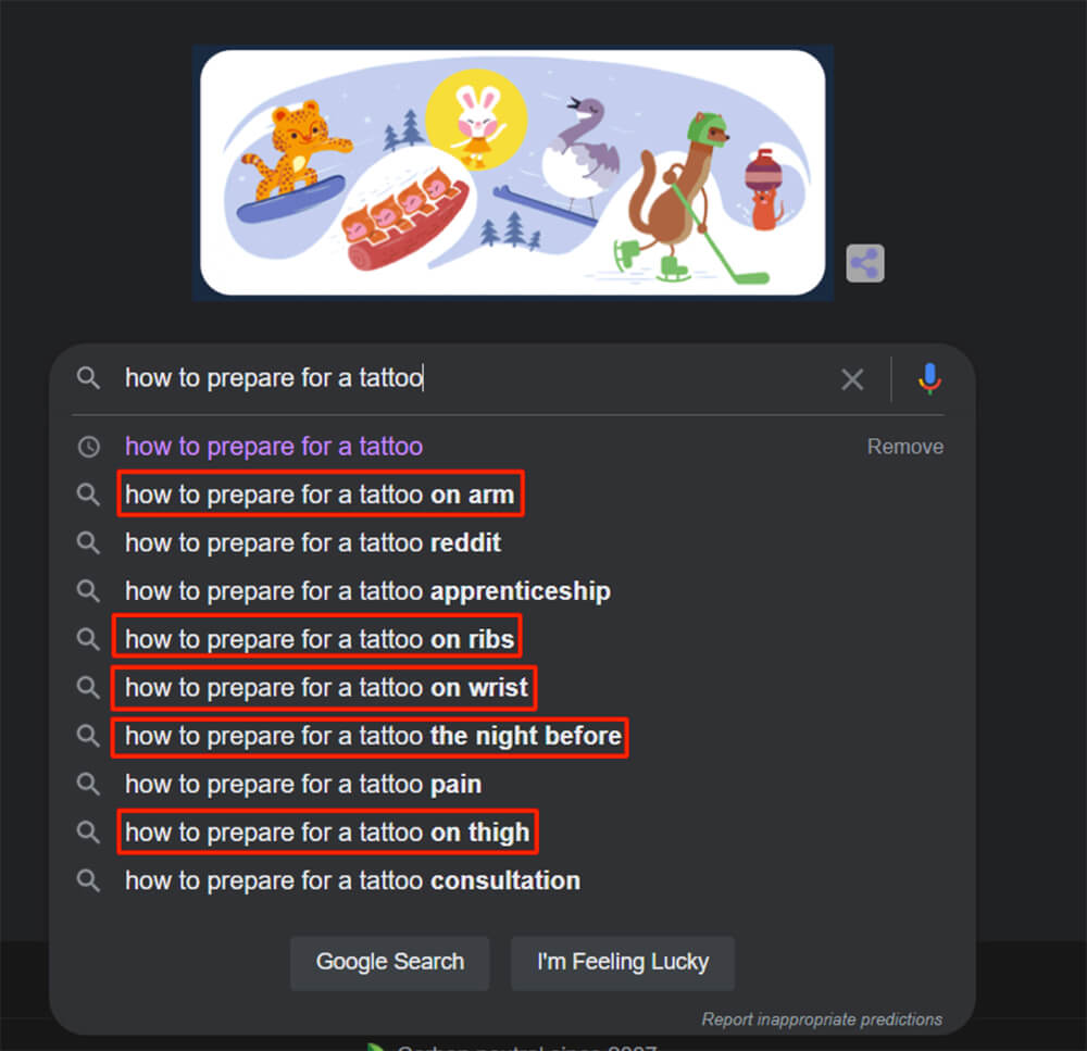 Google user queries