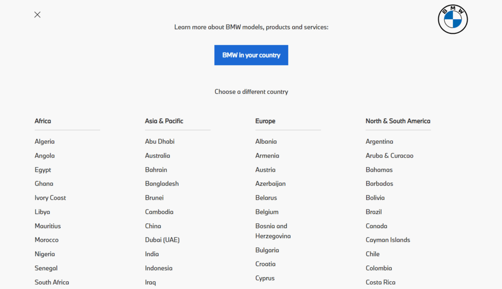 easy for user to switch between website country